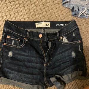 Garage retro high waist Jean shorts dark blue stretch